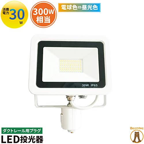 ビームテック（Beamtec） LED投光器 ダクトレール スポットライト 電球色 昼光色 黒 白 30W IP65 屋内 屋外 防塵 耐塵 防水 LEW030DR ビームテック (白)
